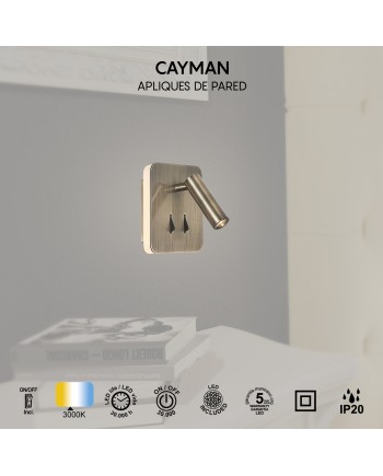 CAYMAN SQ* APLIQUE CUERO LECTOR LED 3W+6W 3000K